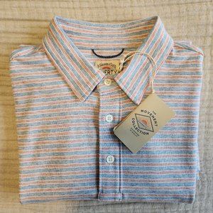 NWT Men's Faherty Movement Short Sleeve Polo Horizon Line Stripe / MEDIUM / BLUE